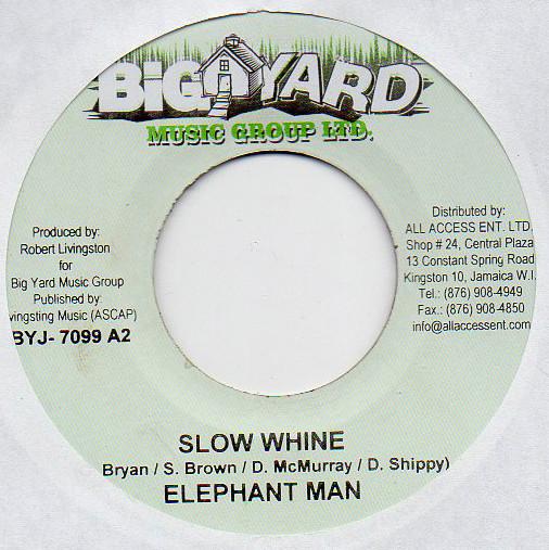 7inch Record ELEPHANT MAN / KY-ENIE FEAT COURTNE - Slow Whine / No Games BYJ7099 Big Yard Music  2007 Jamaica Reggae, Ska & Dub Used