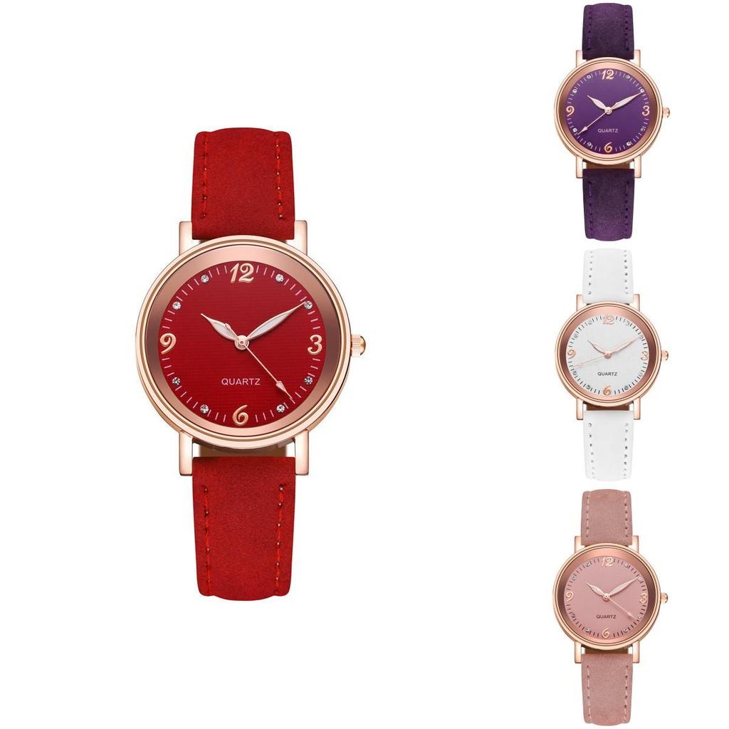 Fashionable Ladies' Quartz Watch With Decorative Night Light And Leather Strap