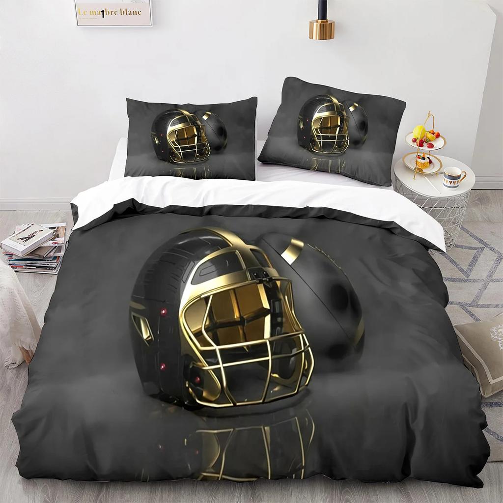 Premium Football Duvet Cover For Boys Girls Burning Football Microfiber Sports Games Theme Soft King Size Quilt Cover