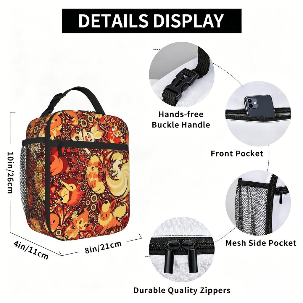 Cartoon Pokemon Theme Large Capacity Thermal Insulation Lunch Bag Ice Pack Rice Bag  Storage Picnic Bags Tote