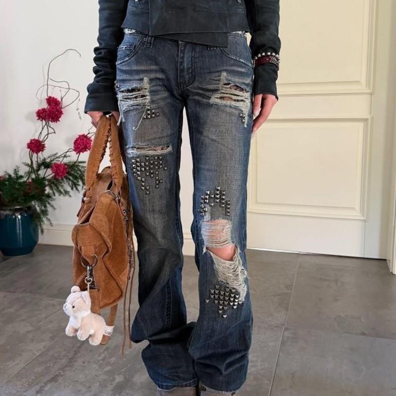 Y2K Vintage Distressed Ripped Slim Fit