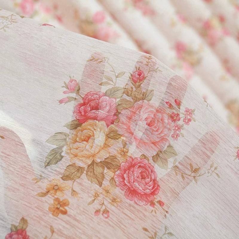 Koreaanse Bloemengordijnen Voor Woonkamer Slaapkamer Bruiloft Meisjeskamer Decor Lichtblokkerend Stof Gordijnen W100cmxH130cm 1PC&Pull Pleated Tape