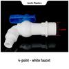 PVC Washing Machine Faucet, Plastic, Threaded Male Spout, Single Outlet, 4/6 Point, for Home Improvement & Building Materials.
