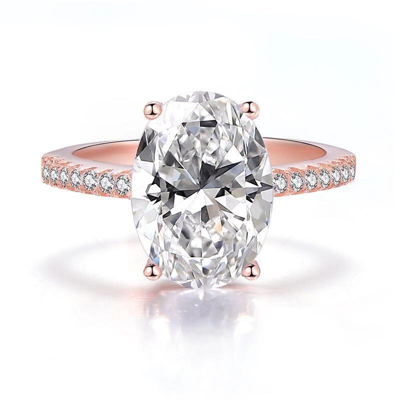New Classic CopperPlated Oval Cut Cubic Zirconia Engagement Rings For Women Wedding Ring Promise Wedding