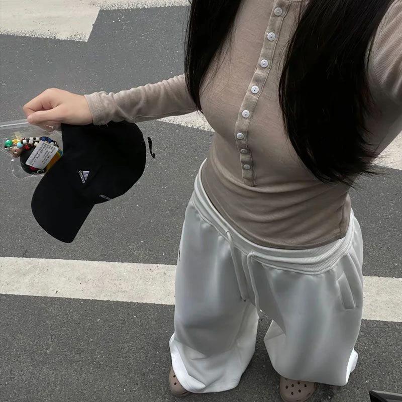 VIONA American Retro Hip-Hop Oversized Woman Black Casual Sweatpants Korean Streetwear Loose Jogging Pants High Waist Wide-Leg Pants