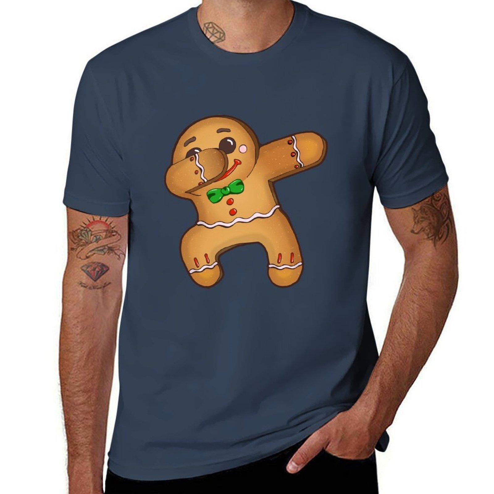 Dabbing Gingerbread Man TShirt Basic Short Sleeve Cotton Blend TShirt S