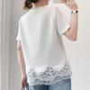 Navava Women Loose FiT Lace Hem Round Neck ShorT Sleeve T shirT nT3388