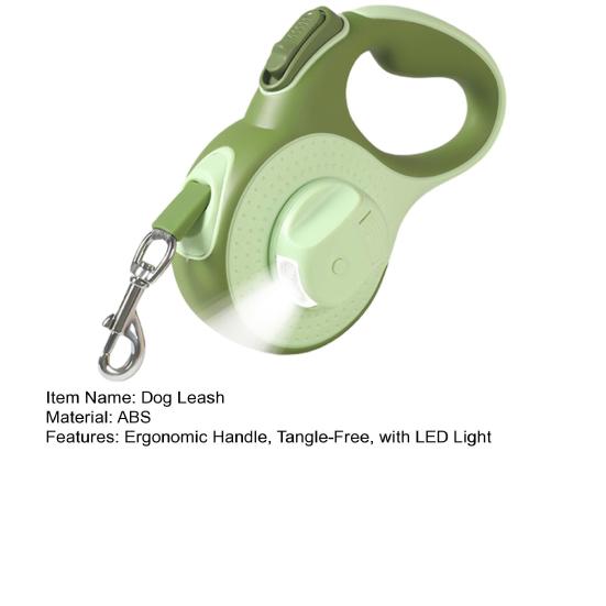 Retractable Dog Leash with LED Light 10Ft 16Ft Nylon Tape Dog Lead with Ergonomic Handle One-Button Control Tangle-Free Leash for Small Medium Dogs