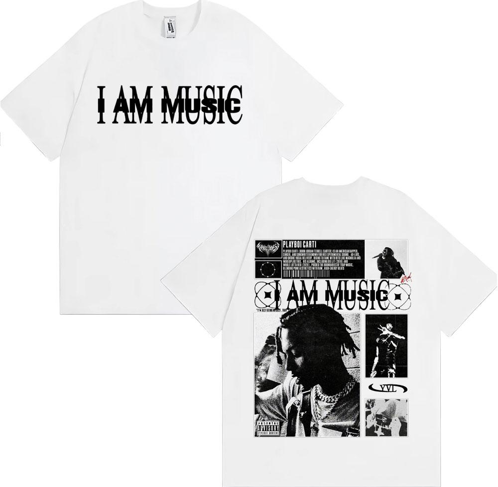 Rapper Playboi Carti I AM MUSIC Album Logo T-Shirts für Herren Harajuku Hip Hop Vintage T-Shirt Lässiger Komfort 100% Baumwolle T-Shirts
