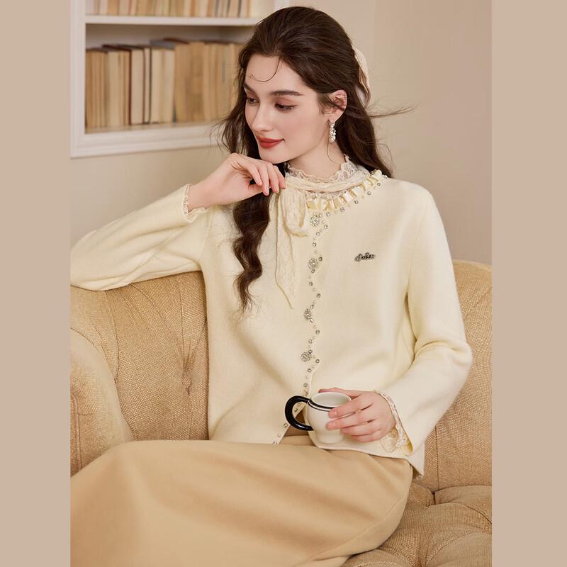 Women's Elegant Beaded Knit Cardigan