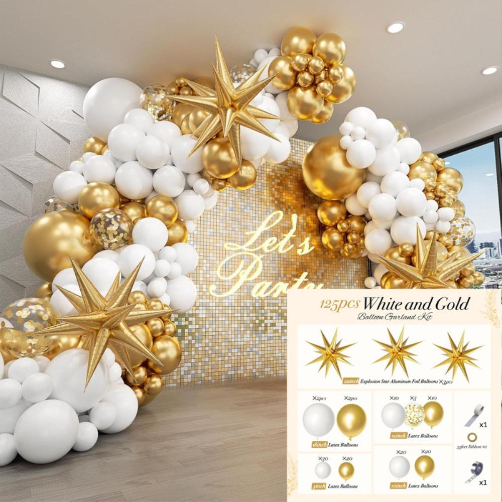 120 Pcs Birthday Balloon Garland Arch Kit Graduation Photo Props Party Decor Accessorries Venue Setup Latex Balloon Disco