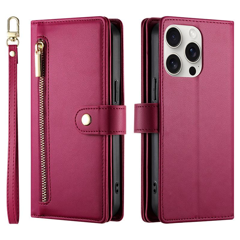 For Samsung S24FE mobile phone leather case, flip mobile phone case, zipper card samsungIPHONE16