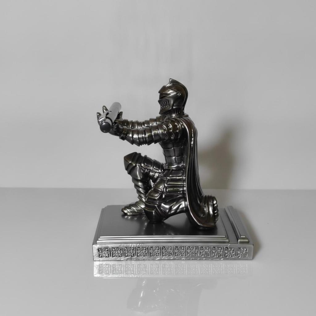 Decorative Resin Knight Pen Holder with Sword Shiny Finish for Study,