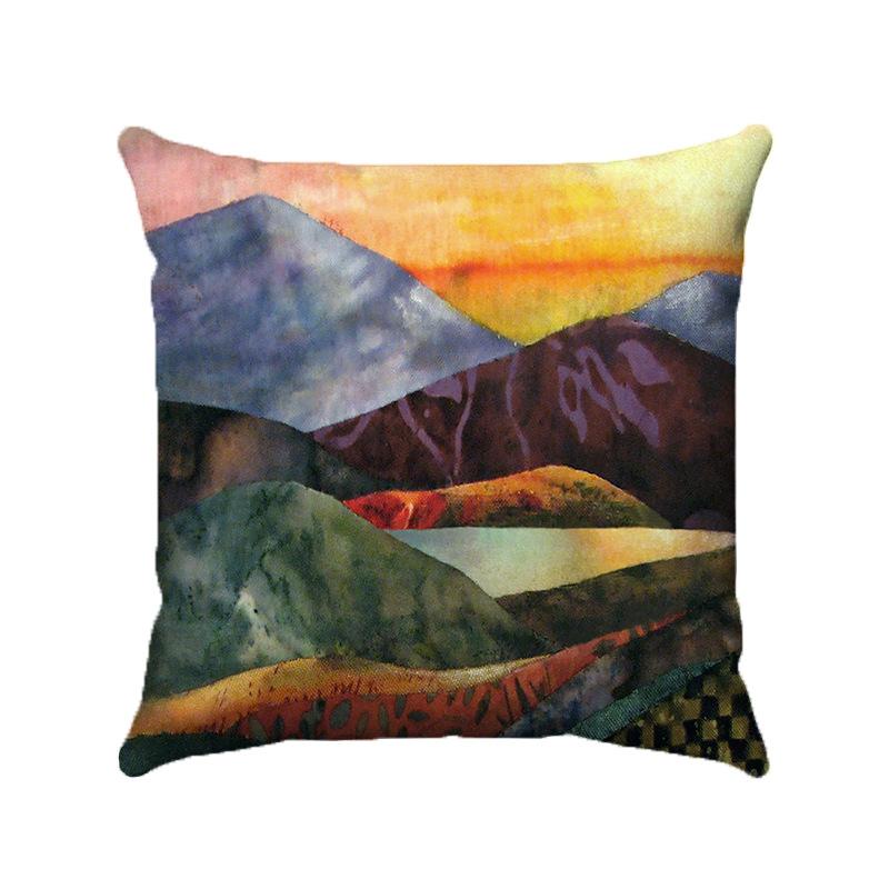 Creative Colorful Oil Painting Landscape Digital printing short plush pillow covers for car sofa office cushion cover home goods