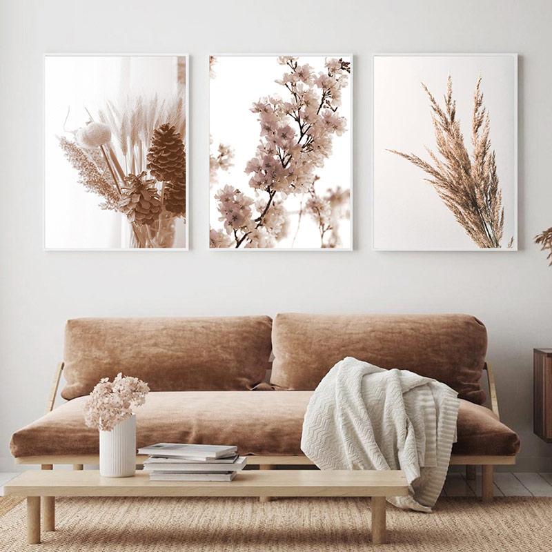 Scandinavian Nature Landscape Bird Canvas Painting Flower Grass Wall Art Print Poster Nordic Modern Image Home Decor Unframed