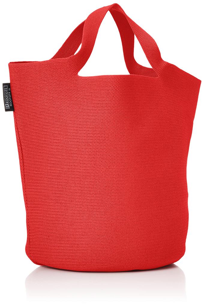 Recycled Yarn Knitted Basket Tote Bag Deli 0256 Red [Rootote] Lightweight, Freestanding, Hat-shaped, Po-No Women's