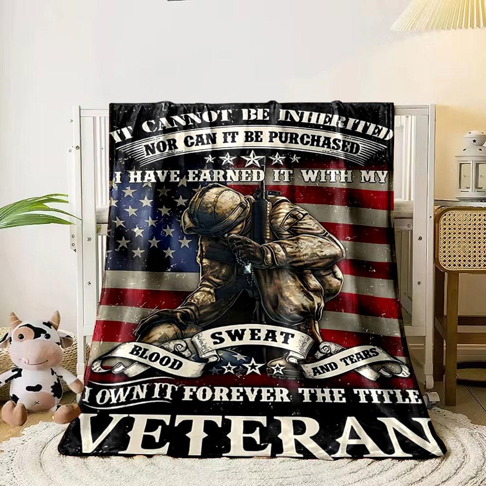 Veteran US Flag Sweat Blood Tears Blanket bedroom Blanket for Livingroom Couch lunch break Soft throw for Friend's festival Gift
