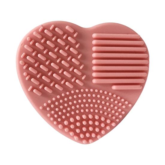 Silicone Sponge Makeup Brush Cleaner Portable Travel Heart Shape Foundation Brush Cleaning Mat Double Sided Cosmetic Brush Washing Pad