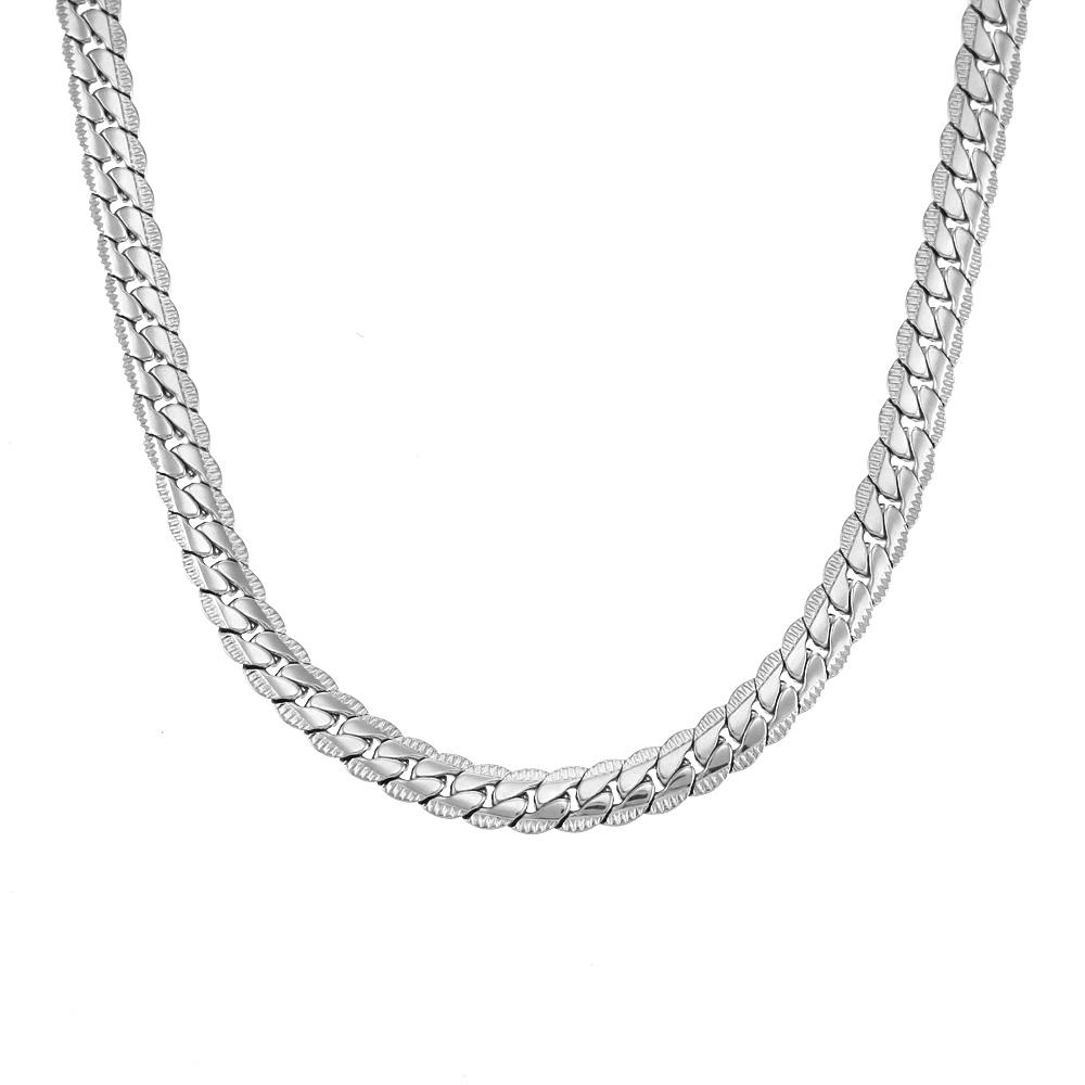 

Punk 6mm Embossing Flat Snake Chain Necklaces Male Gold Silver Color Stainless Steel Chains For Men Women Vintage Jewelry Gift 45cm