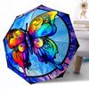 1pc Floral Harmony In Red Portable Automatic Umbrella Elegant Collapsible Folding Umbrella with 8 Ribs Durable Plastic Iron Perfect Birthday Gift Y12