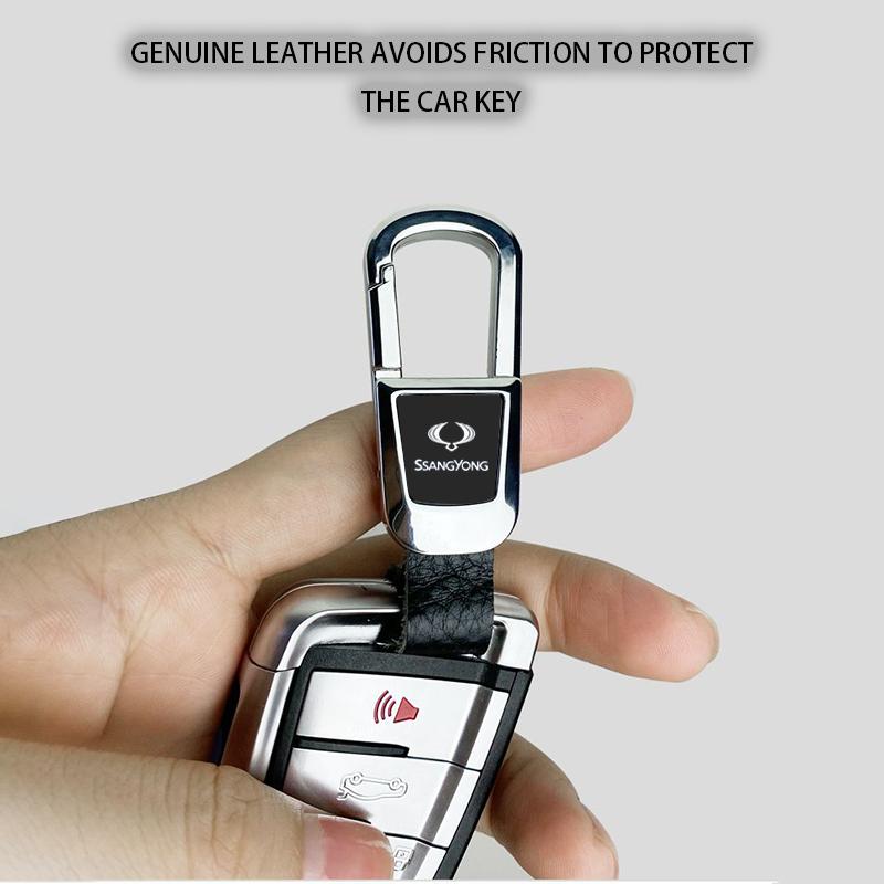 Car Leather Key Chain keychain MISU Pendant Key Case Key Cover For Ssangyong Tivoli Torres EVX XLV Korando e-MOTION MUSSO GRAND C300