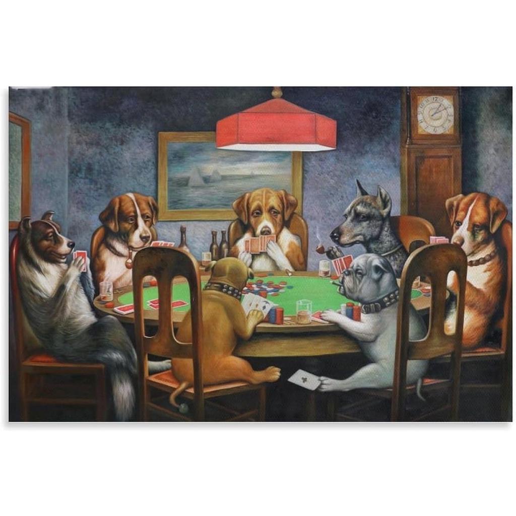 Tapestry Animals Dogs Playing Poker Painting On Canvas