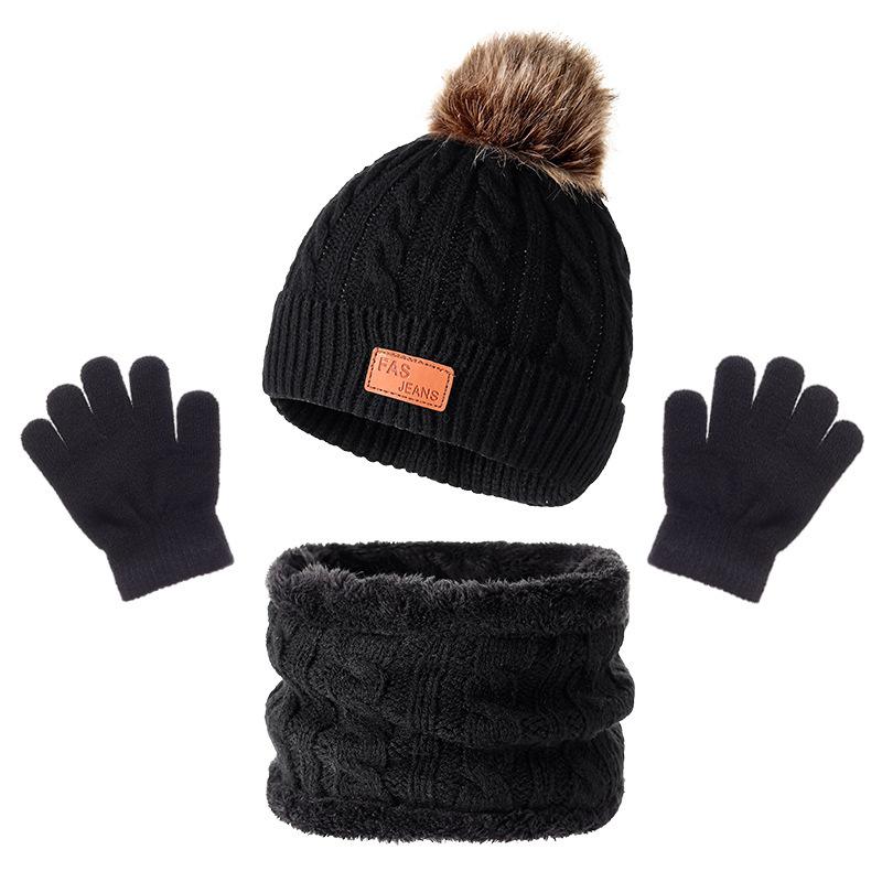

2025 Cross-border Children s Knitted Hat Scarf and Gloves Three-piece Set Winter New Designed for Children To Keep Warm Three-piece Set