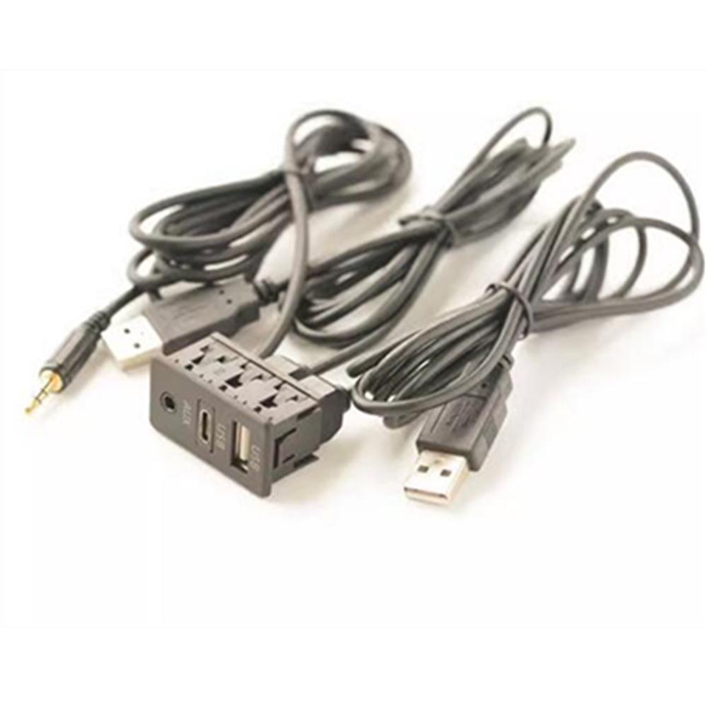 Car Dash Mount AUX Type-C USB Port Socket Panel USB Extension Adapter Cable 1.5m