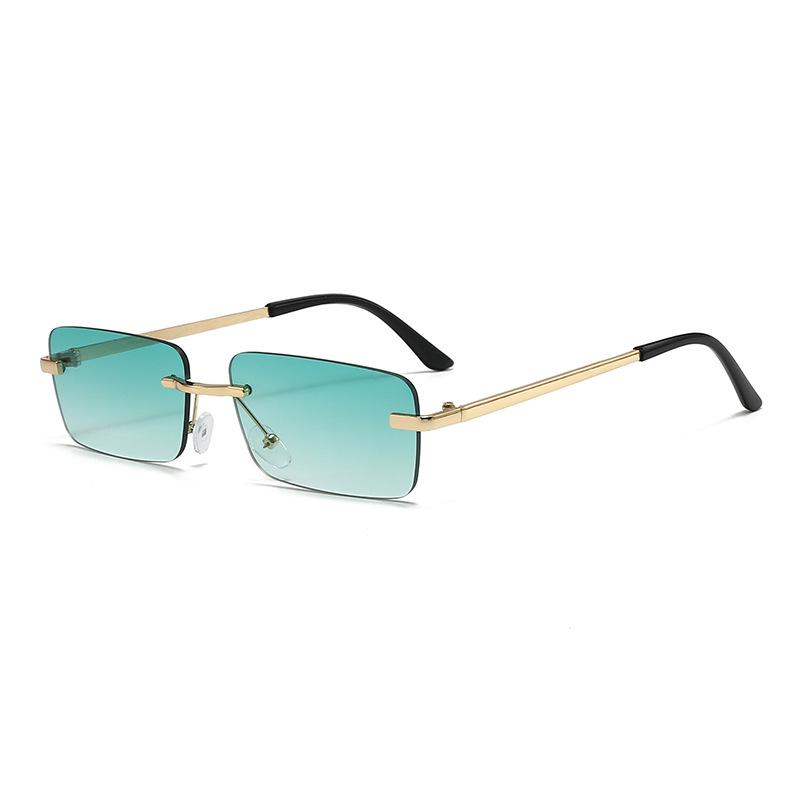 Fashionable Square Rimless Sunglasses Minimalist Trendy Street Style Shades Outdoor Sports and Travel UV-Protective Eyewear