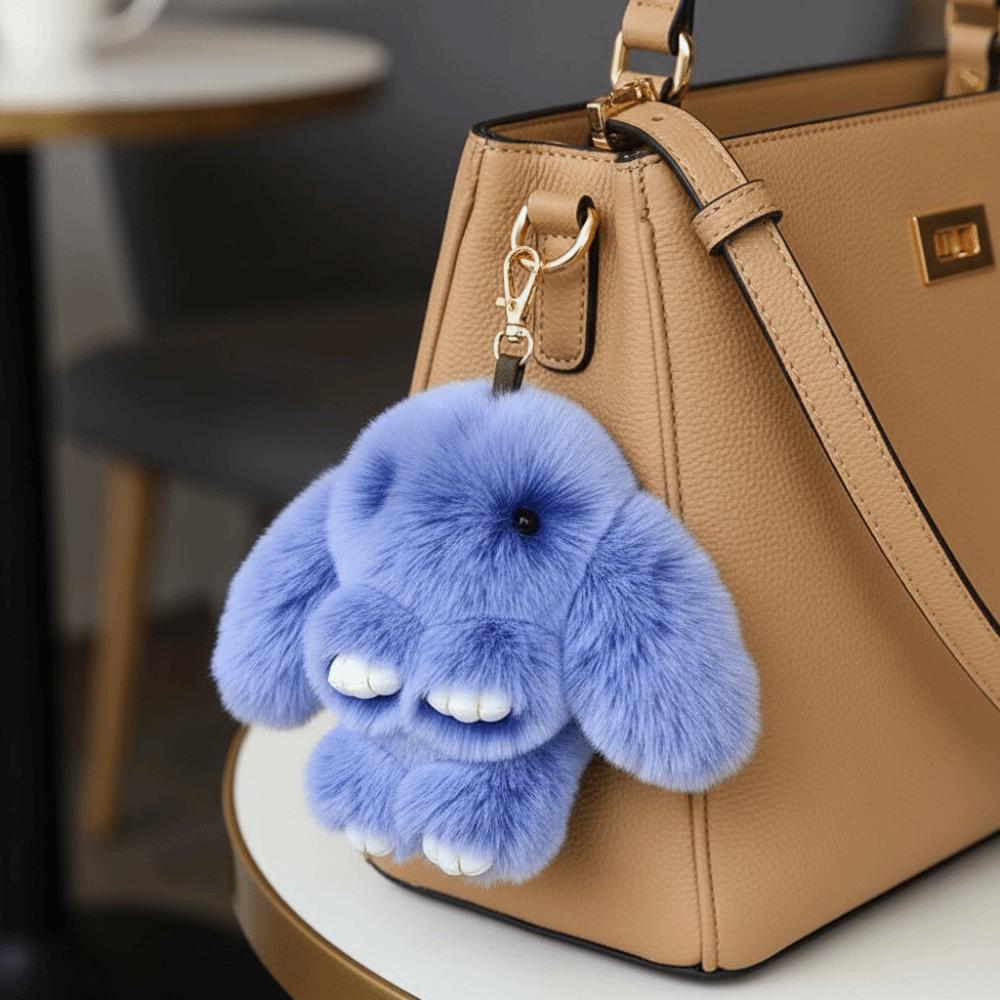 Fashion Play Dead Rabbit Doll Fluffy Plush Rabbit Pendant Animal Shape Rabbit Fur Keychain Women