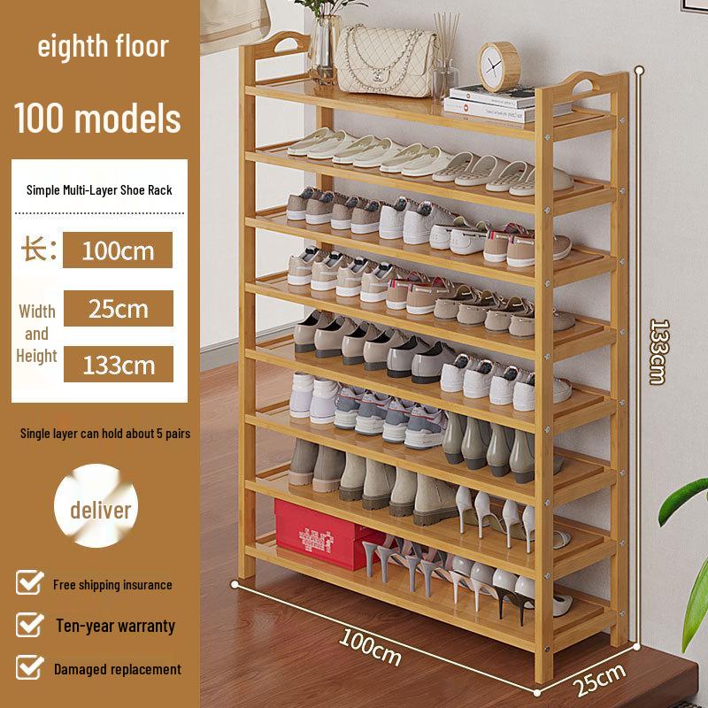 Camphor Bamboo Multi-layer Shoe Rack - Space-saving Floor Storage Cabinet for Dormitory Entrance