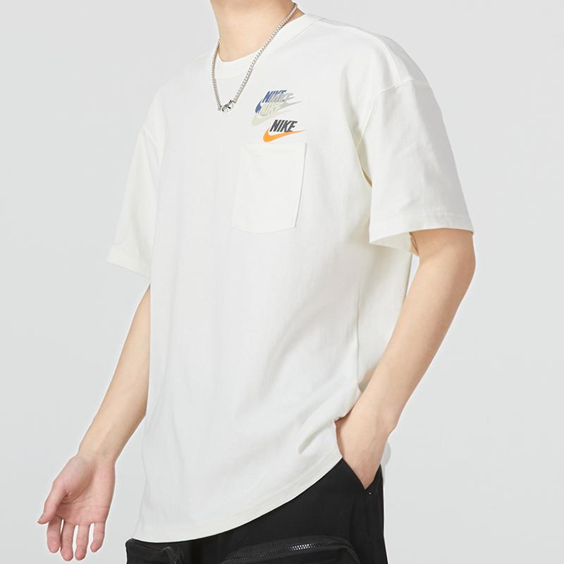 Nike T Shirts Men's White Crew Neck Moderate Straight Fit DV3316-133
