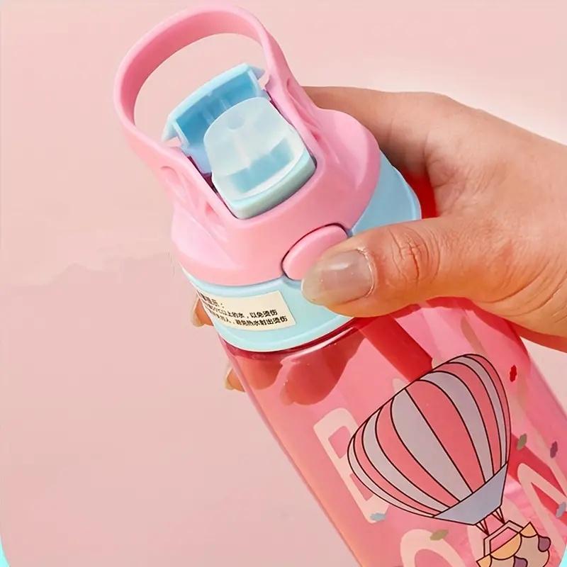 480ml Cute Cartoon Water Bottle Portable Safety Lock Straw Cup Kids Lovely Leak-proof Drinking Jug For Outdoor Camping School