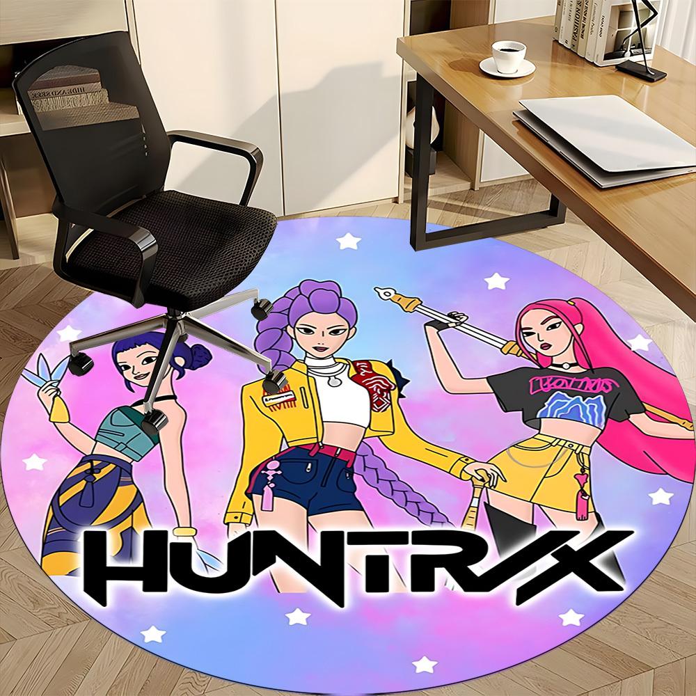 1pc Huntrix Chair Carpet for Office Non-Slip, Soft & Comfortable, Carpet for Office, Gaming, Lightweight Round Floor Mat yy251021043