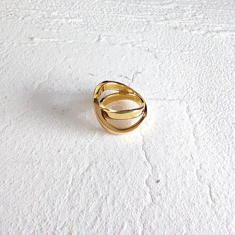 

Простое кольцо, женский холодный ветер, нишевый дизайн, кольцо на указательный палец, простое двухслойное ретро-кольцо No. 6 золотой