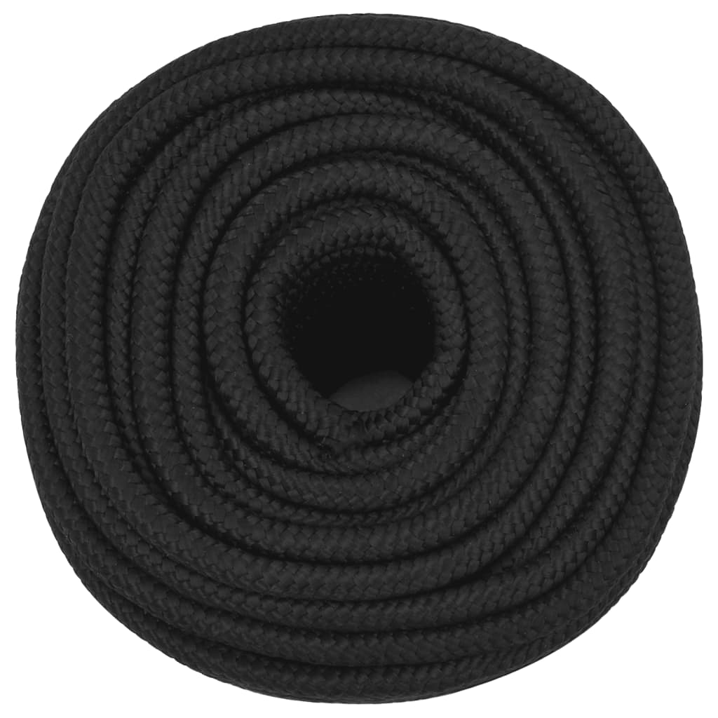 Vidaxl Linka Żeglarska, Czarna Jednolita, 12 Mm, 100 M, Polipropylen
