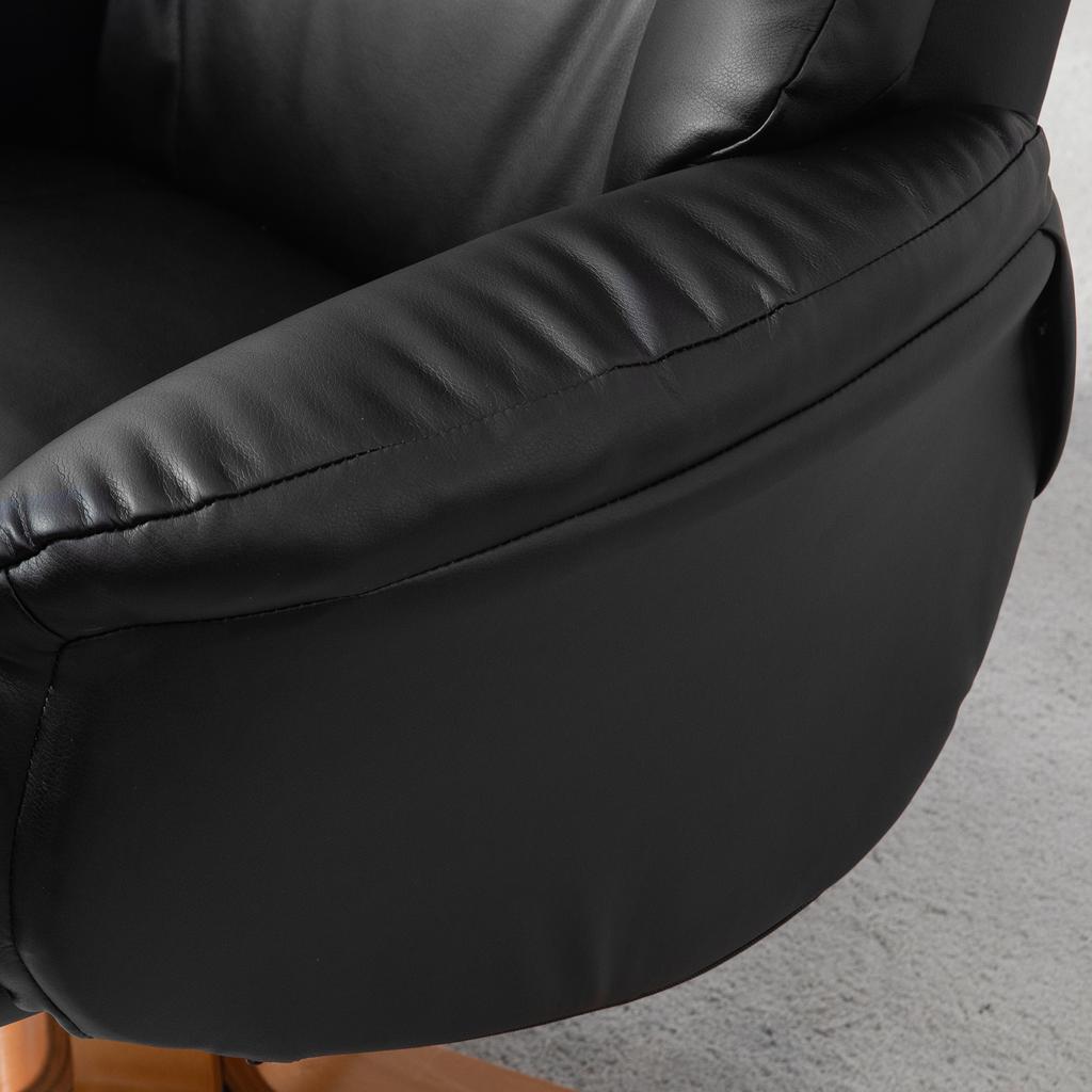 Poltrona reclinabile con poggiapiedi, funzione reclinabile, rivestimento in ecopelle, fino a 150 kg, 71 x 84 x 102 cm, Nero