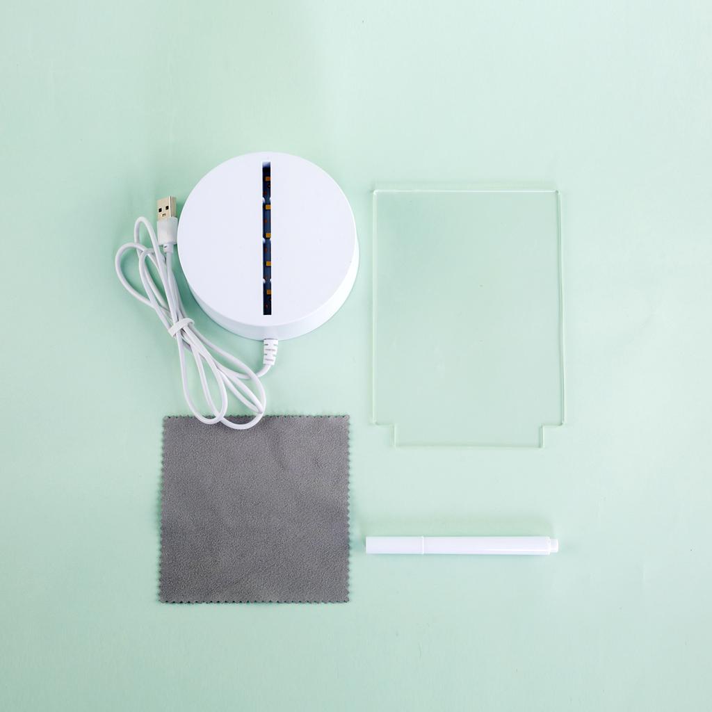 Creative USB luminous base Acrylic LED Message Note Board Light Erasable 3D Night Light Warm White With Pen Gift For Children
