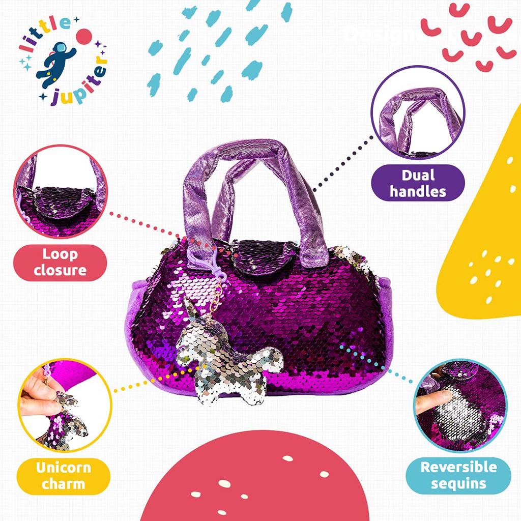 Little Jupiter Plush Pet Set with Handbag Unicorn Toy Unicorn Stuffed Animal Unicorn Gift for Girls Unicorn Ages 4 5 6 7 Years - - - - (White Unicorn)