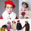 Kids Pearl Decor Beret Hat, Girls French Style Wool Painter Beret, Autumn Winter Warm Beanie Cap for 2‑6 Years Old, Head Circumference 48‑53cm
