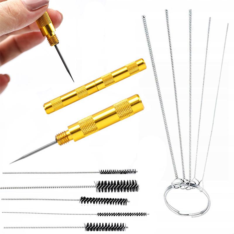 Rosfix Zestaw Narzędzi Do Czyszczenia Pistoletu Malarskiego 5szt. – Metalowe Wycior I Złoty Przebijak | Trwałe Materiały | Skuteczne Czyszczenie