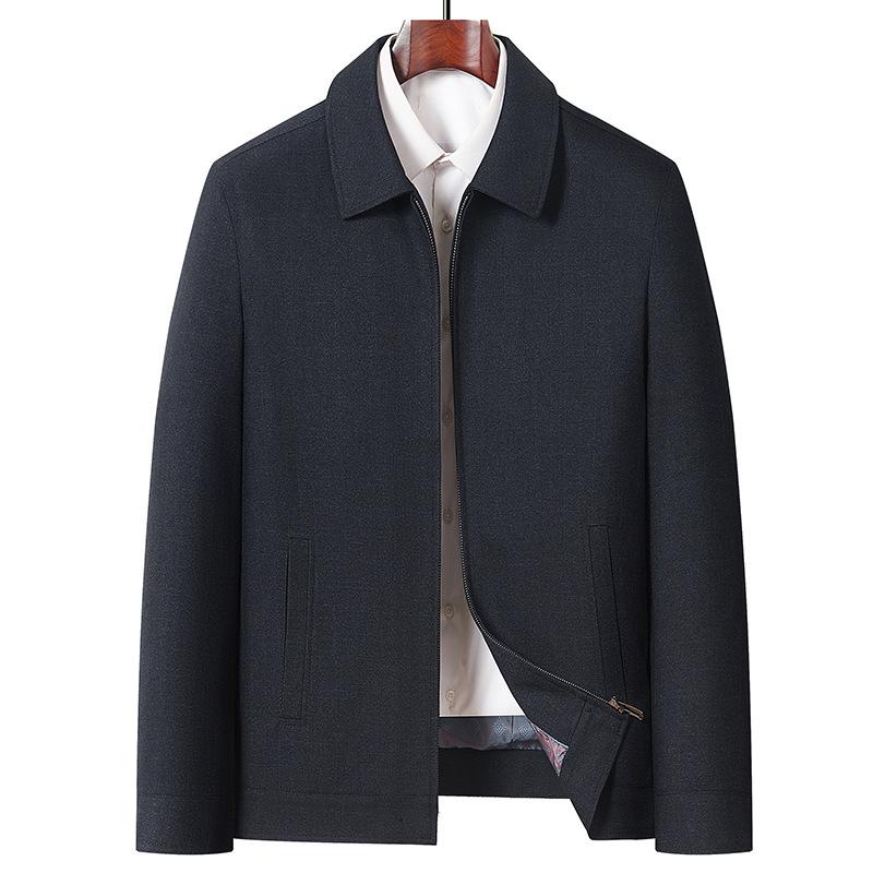 Middle-aged Men's Spring and Autumn Jacket Business Casual Dad Lapel Zipper Top Jacket