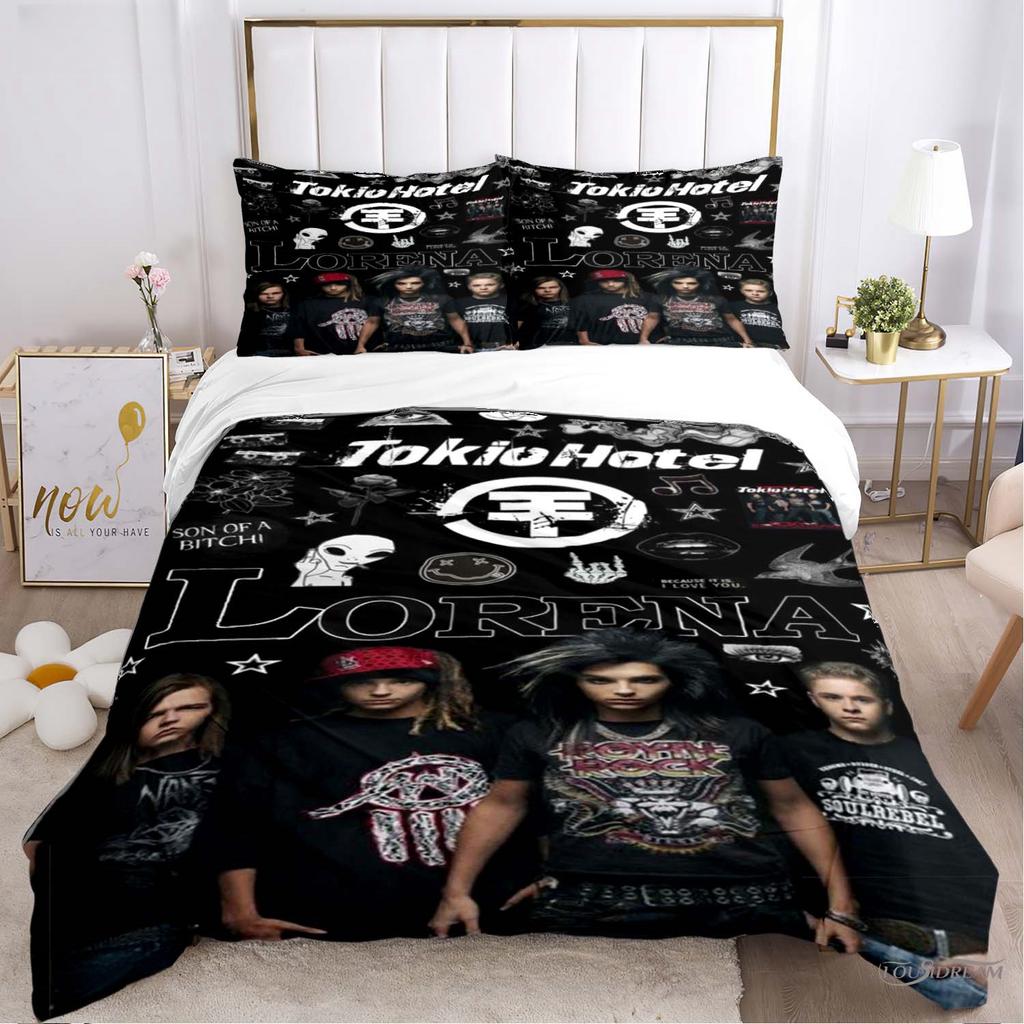 Tokio Hotel 3D Tisk Rocková Kapela Celoroční Povlak na Přikrývku Ložní soupravy Měkký Potah na Přikrývku a Povlaky na Polštáře Jednolůžko_Dvoulůžko_Queen_King