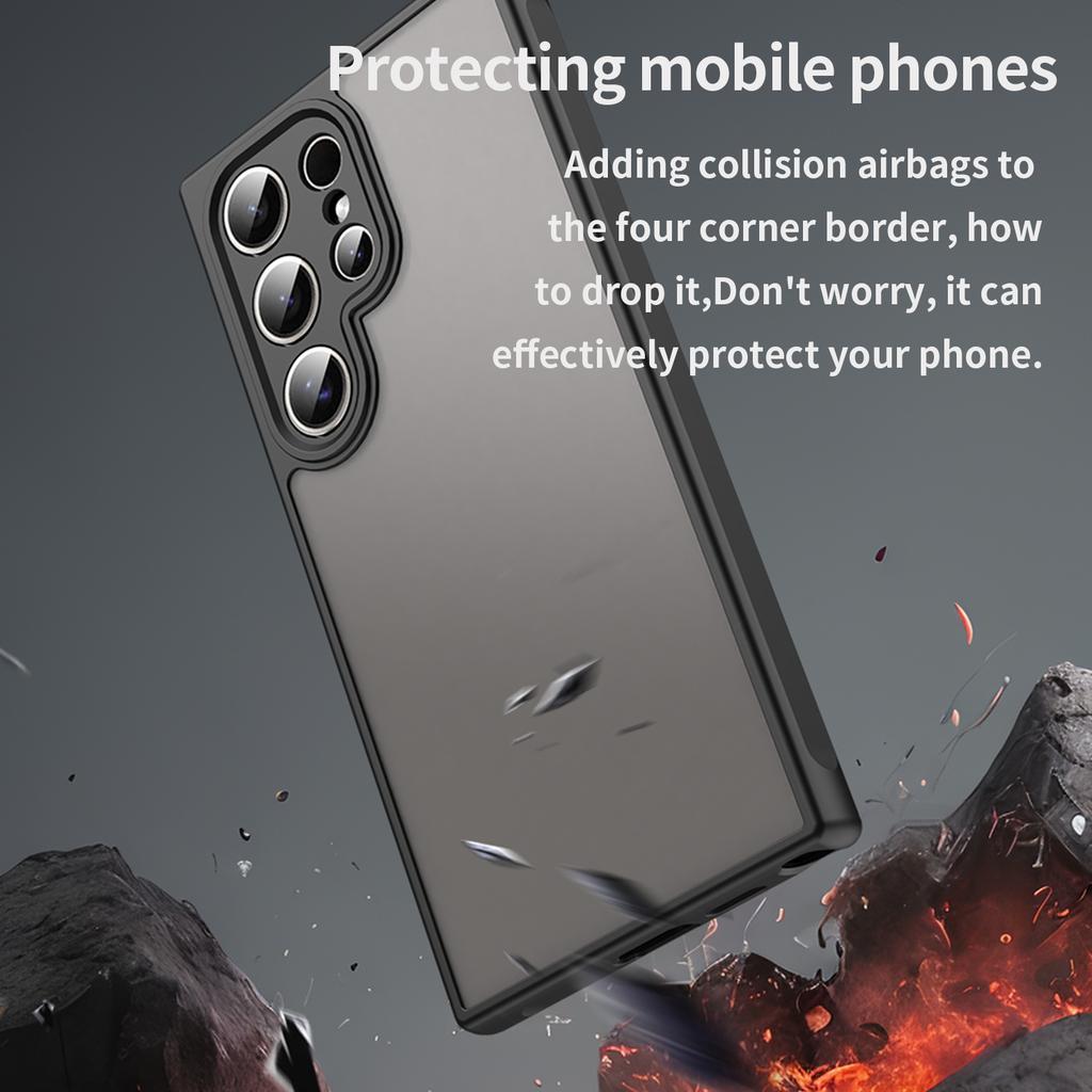 For Samsung Galaxy S24 Ultra Case with Screen Film WANLONFENG FD Series Skin Touch TPU PC Phone Back Cover