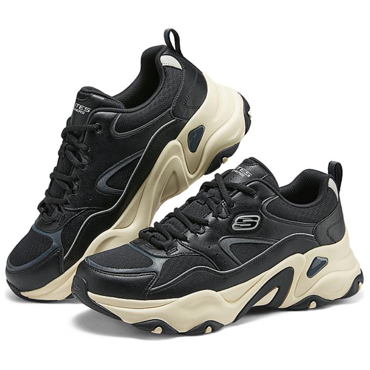 Skechers DLites 5.0 Panda Shoes Comfortable Versatile Durable Shock Absorption Support Increased Height Lightweight Low Top Dad Shoes 232491-BKNT