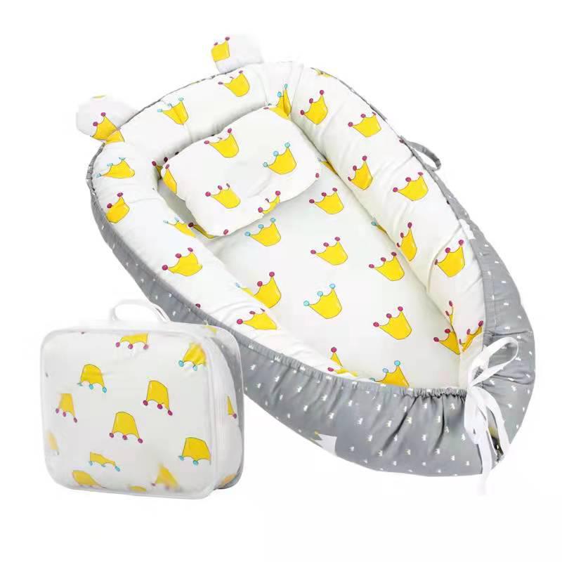 Tragbares Baby-Nestbett mit abnehmbaren waschbaren Stoßstangenpolstern - Faltbares und beruhigendes Design