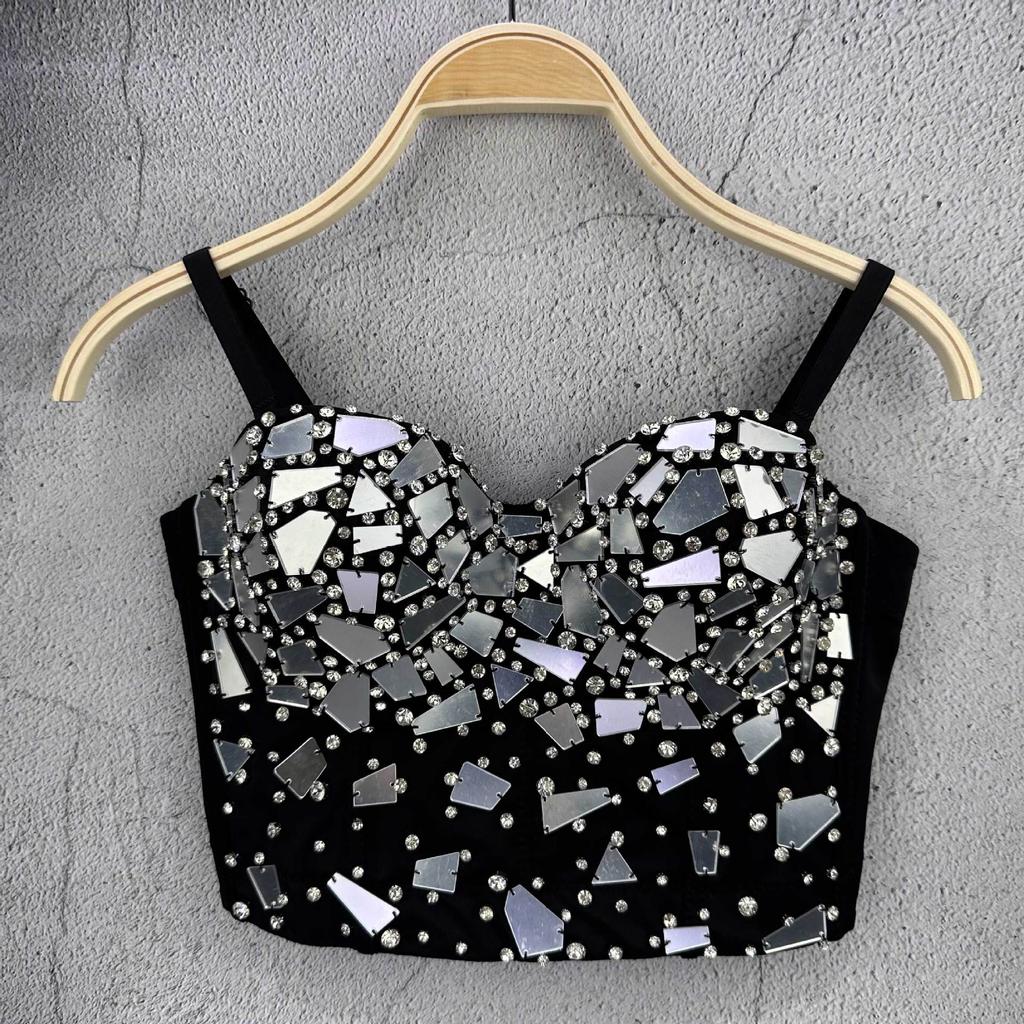 Sleeveless Ultra-short Vest Solid-color Waistcoat Sexy Inner or Outer Wear Celebrity-style Top Trendy Layering Piece Sexy Look Chic Waistcoat