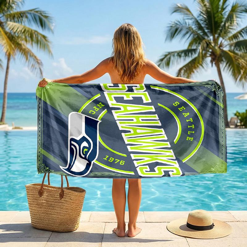 Seattle Seahawks Fashion Beach Towel Portable Soft Quick Dry Towel For Swimming Camping Holiday Use