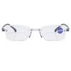 Bifocal Retro Reading Glasses for Men Women Rimless Computer Eyesglasses Anti-blue Light Plano Eyewear 0 ~ +4.0