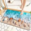 Ocean Wave Seashell Printed Non Slip Kitchen Runner Rug Coastal Beach Themed Floor Mat for Living Room Hallway Home Decor Carpet